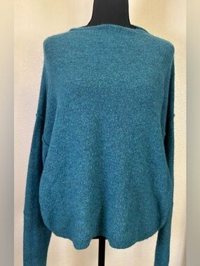 #157- Free People Teal Boatneck Relaxed Sweater